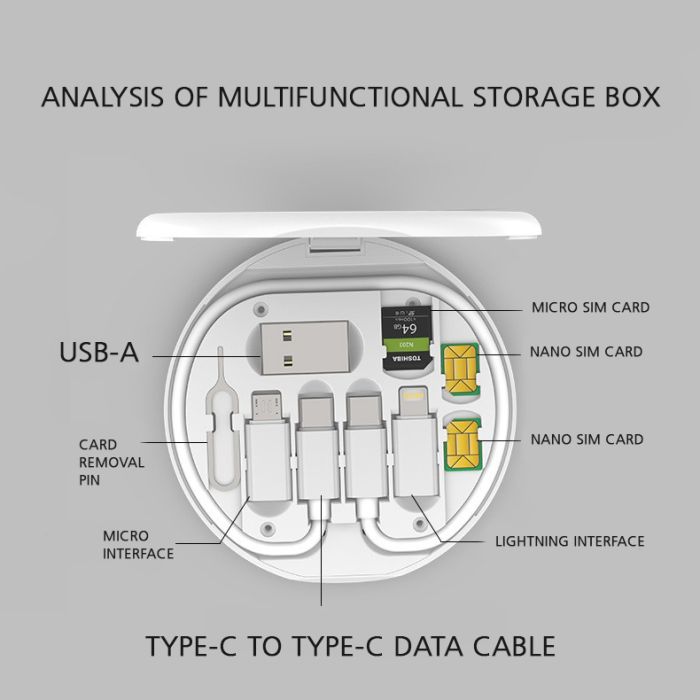 60W Fast Charging Multi - Function Charging Cable Storage Box